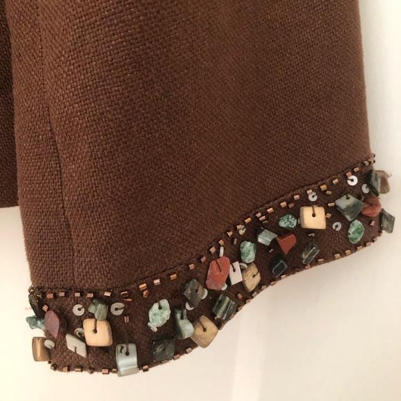 BCBG Max Azria “Gemma” Chocolate Brown Bolero Beaded Blazer. Size S. - Picture 3 of 4